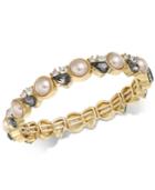 Charter Club Gold-tone Crystal & Pink Imitation Pearl Stretch Bracelet, Created For Macy's