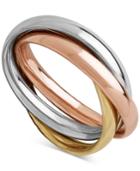 Tri-gold Multi-band Ring In 14k Gold, White Gold & Rose Gold