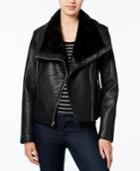 Wildflower Faux-fur-trim Faux-leather Moto Jacket, Only At Macy's