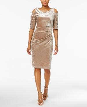 Connected Crushed Velvet Cold-shoulder Dress, Created For Macy's
