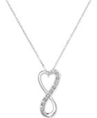 18 Diamond Infinity Heart Pendant Necklace In Sterling Silver (1/10 Ct. T.w.)
