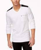 Inc International Concepts Men's V-neck Multi-media Long-sleeve Shirt, Only At Macy's