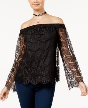 Love, Fire Juniors' Lace Off-the-shoulder Top