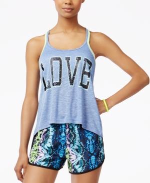 Material Girl Active Juniors' Crisscross-back Graphic Tank Top, Only At Macy's
