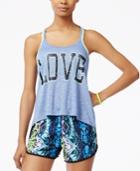 Material Girl Active Juniors' Crisscross-back Graphic Tank Top, Only At Macy's