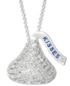 Diamond Hershey's Kiss Pendant Necklace In Sterling Silver (1/8 Ct. T.w.)