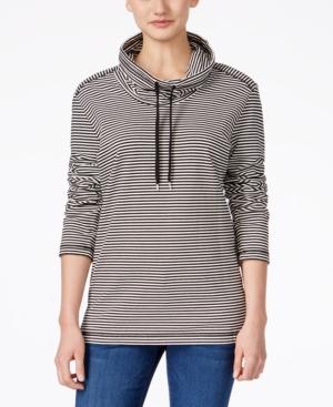 Karen Scott Striped Funnel-neck Sweatshirt, Only At Macy's