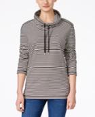 Karen Scott Striped Funnel-neck Sweatshirt, Only At Macy's