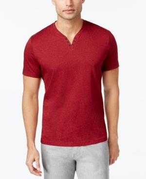 Alfani Men's Stretch Split-neck Heathered Henley, Only At Macy's