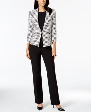Tahari Asl Dot-print Collarless Pantsuit