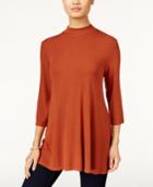 Style & Co Mock-neck Ribbed Top, Only At Macy's
