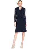 R&m Richards Sleeveless Sparkle Ruffle Dress And Jacket