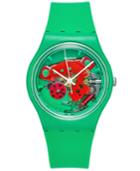 Swatch Unisex Swiss Choupette Green Silicone Strap Watch 34mm Gg220