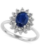 Royal Bleu By Effy Sapphire (1-3/8 Ct. T.w.) And Diamond (1/3 Ct. T.w.) Ring In 14k White Gold