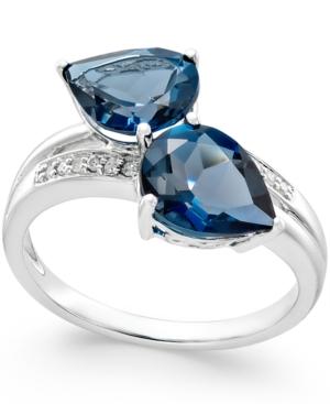 London Blue Topaz (4 Ct. T.w.) And Diamond Accent Statement Ring In 14k White Gold
