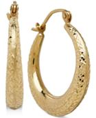 Decorative Design Hoop Earrings In 10k Gold