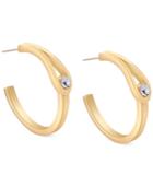 T Tahari Crystal Loop Hoop Earrings