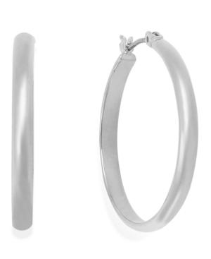 Charter Club Medium Silver Tone Band Hoop Earrings, 1