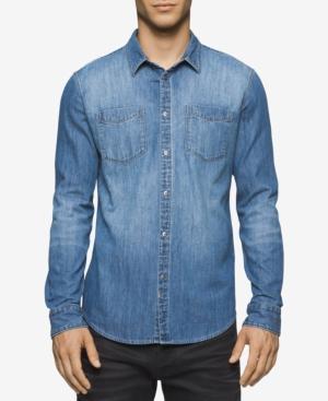 Calvin Klein Jeans Men's Essential Blue Destructed Shirt