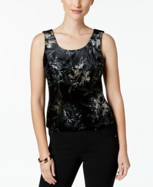 Kasper Printed Velvet Shell