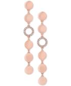 Guess Rose Gold-tone Pave Pink Stone Linear Drop Earrings