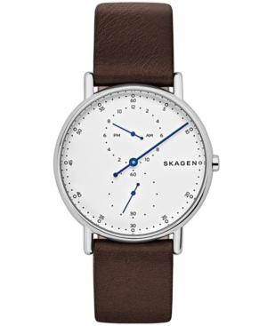 Skagen Men's Signatur Brown Leather Strap Watch 40mm