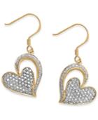 Victoria Townsend Diamond Heart Drop Earrings In 18k Gold Over Sterling Silver (1/10 Ct. T.w.)