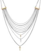 Lucky Brand Two-tone Cross Pendant Multi-layer Necklace