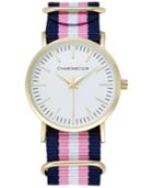 Charter Club Women's Pink, Navy & White Strap Watch 36mm, Only At Macy's