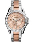 Fossil Women's Riley Two-tone Stainless Steel Bracelet Watch 38mm Es4145