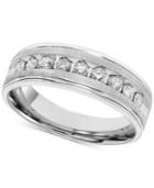 Men's Diamond Brushed Band (1/2 Ct. T.w.) In 14k White Gold