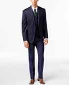 Tallia Slim-fit Blue Pinstripe Flannel Vested Suit