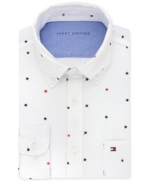 Tommy Hilfiger Men's Slim-fit Comfort-wash Star-embroidered Untucked Dress Shirt
