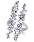 Inc International Concepts Silver-tone Wide Crystal Cuff Statement Ring, Created For Macy's