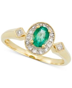 Rare Featuring Gemfields Certified Emerald (1/3 Ct. T.w.) And Diamond Accent Ring In 14k Gold
