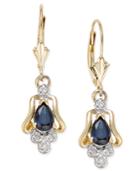 Sapphire (1 Ct. T.w.) And Diamond Accent Drop Earrings In 14k Gold