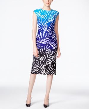 Vince Camuto Palm-print Midi Sheath Dress