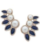 Ivanka Trump Gold-tone Imitation Pearl & Blue Climber Earrings