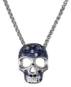 Balissima By Effy Sapphire Skull Pendant Necklace In Sterling Silver (1-1/5 Ct. T.w.)