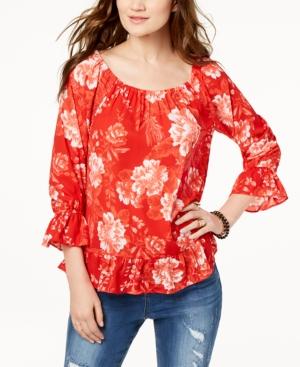I.n.c. Printed Off-the-shoulder Peasant Top, Created For Macy's