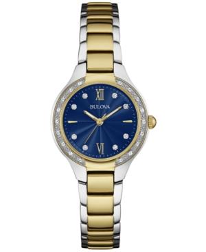Bulova Women's Diamond (1/8 Ct. T.w.) Two-tone Stainless Steel Bracelet Watch 28mm 98r223, A Macy's Exclusive Style