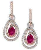 Rosa By Effy Ruby (1-3/4 Ct. T.w.) And Diamond (3/4 Ct. T.w.) Drop Earrings In Two-tone 14k Gold
