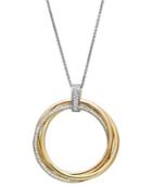 Trio By Effy Diamond Diamond Circle Pendant (1/3 Ct. T.w.) In 14k White Gold And Rose Gold