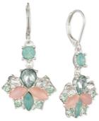 Nine West Silver-tone Stone And Crystal Small Drop Earrings