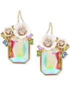 Betsey Johnson Gold-tone Multi-stone Floral Drop Earrings