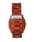 Earth Wood Scaly Wood Bracelet Watch W/date Red 46mm