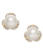 Charter Club Gold-tone Imitation Pearl & Pave Stud Earrings, Created For Macy's