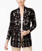 Charter Club Floral Jacquard Open-front Cardigan, Created For Macy's