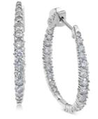 Diamond In & Out Oval Hoop Earrings (2 Ct. T.w.) In 14k White Gold