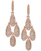 Inc International Concepts Rose Gold-tone Crystal Pave Small Teardrop Chandelier Earrings